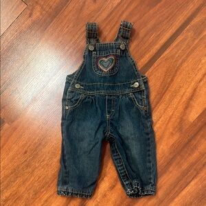 Denim Heart Embroidered Kids Overalls